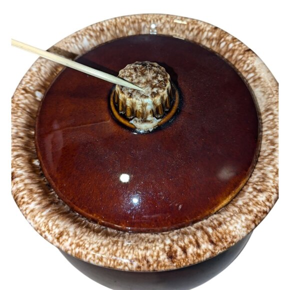 Hull Cookie Jar with Lid Oven Proof Brown Drip Glazed Ceramic Pottery with Lid - Picture 8 of 16